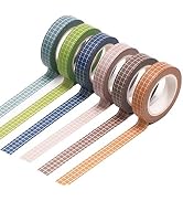 Grid Washi Tape Set of 6pcs 10mm Width Assorted Adhesive Masking Decorative Tapes Self-Stick for ...
