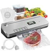 Food Vacuum Sealer Machine 75kPa, Built-in Cutter, Pulse Function, Digital Timer Dry/Moist Modes,...