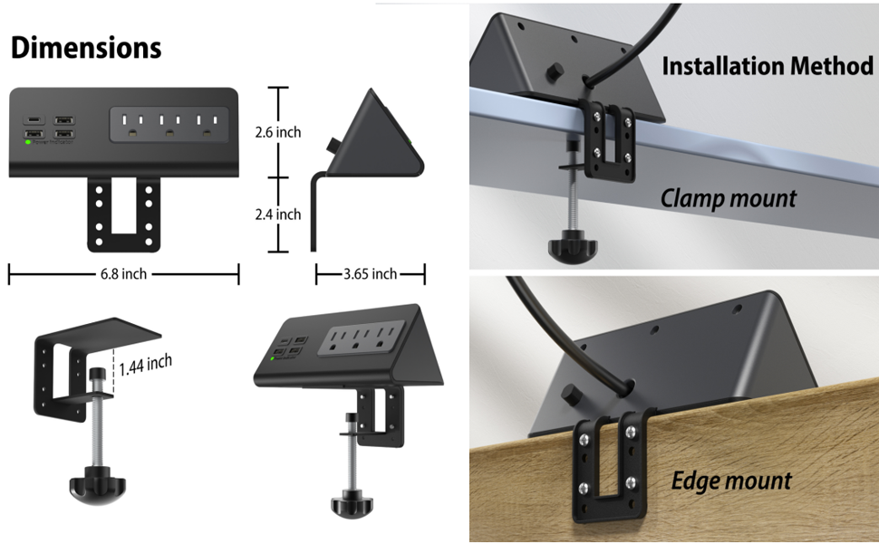 Desk Clamp Power Sockets