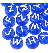 BEEFLYING 1480Pcs 7MM Transparent Acrylic Alphabet Beads Flat Round Disc A-Z White Letter Spacer ...