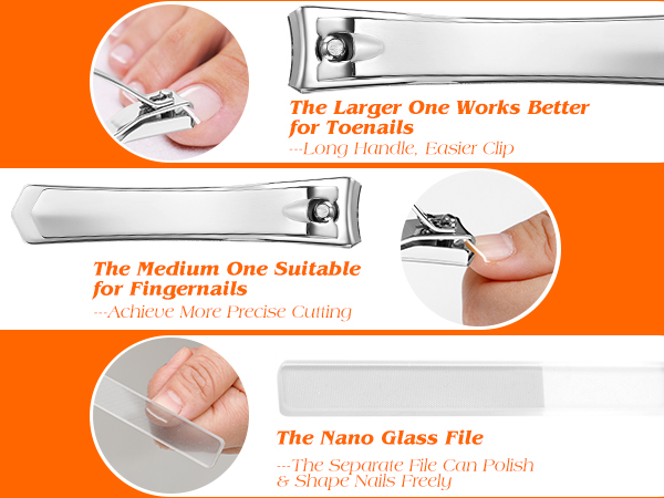 Larger One Works Better for Toenails Medium One Suitable for Fingernails Separate Nano Glass File