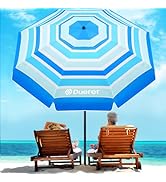 Duerer 8.5FT Beach Umbrella with Sand Anchor–Heavy Duty Wind Resistant UPF 50+ Sun Shade, Portabl...