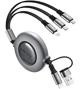 3 in 2 Multi Charging Cable 3A, 4Ft Retractable Multi Chargers for All Devices,USBC Charging Cord...
