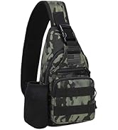 ZHIERNA Tactical Sling Crossbody Backpack with Water Bottle Holder, MOLLE EDC Shoulder Sling Ches...