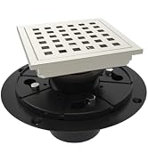WEBANG 4 Inch Square Shower Floor Drain with Flange,Quadrato Pattern Grate Removable,Food-Grade S...