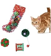 Andiker 10pcs Christmas Cat Toys, Interactive Kitten Toys Assortments Include Fluffy Mouse Crinkl...