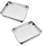 P&P CHEF 9.3 Inch Lasagna Pan, Stainless Steel Sheet Baking Pan, Rectangular Brownie Pan for Baki...
