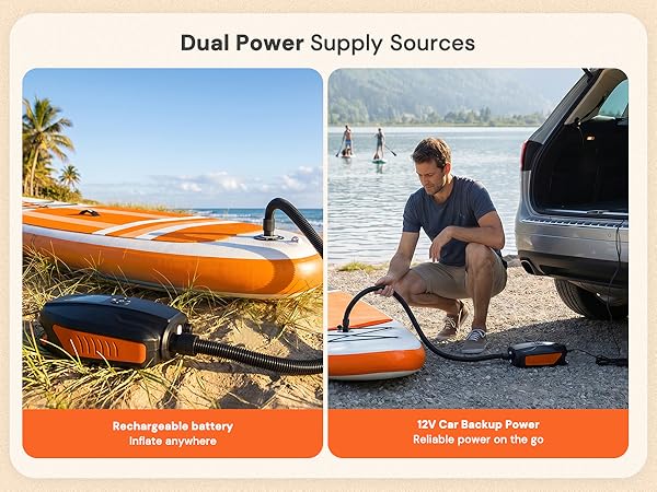 Electric Paddle Board Pump Dual Power Supply