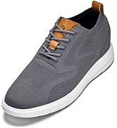 CALTO Men's Invisible Height Increasing Elevator Casual Shoes - Iron Gray/Brown Ultra Light-Weigh...