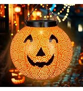 Halloween Solar Hanging Lights Outdoor - Solar Metal Halloween Lantern Decor, Solar Powered Led W...
