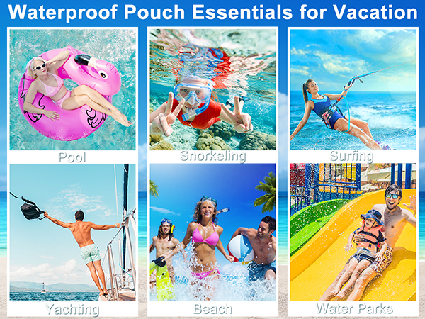 waterproof phone protector pouch iphone water case holder necklace under water park pool Vacation