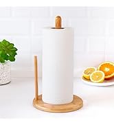 Bamboo Paper Towel Holder, Natural Bamboo Wooden Countertop Standing Paper Towel Holder, Free-Sta...