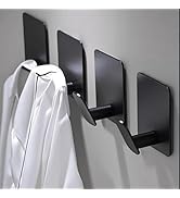 GROZOSS Adhesive Hook, 4-Piece Set of Matte Black Stainless Steel, Heavy-Duty Jacket and Towel Ho...