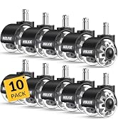 HOLKIE Office Chair Wheels Grey Dual Rubber 2 Inch Replacement 10 Pack Smooth Quiet Rolling Caste...