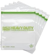 HEAVY DUTY Reusable STAND-UP Ziplock Bags for Food Storage by Smelly Proof, USA Made, NO PEVA & B...