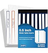 gisgfim 20 Sheets Binder Spine Inserts 1/2 Inch Spine Width White Edge Labels 92LB Printable Side...