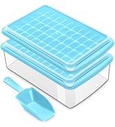 ARTLEO 2Pack Ice Cube Tray with Lid and Bin for Freezer, Easy Release 55 Mini Ice Cube Tray with ...