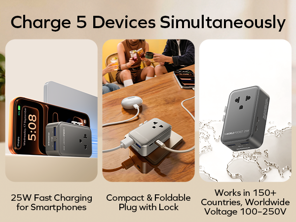 MOMAX 1-World Pocket Universal Travel Adapter