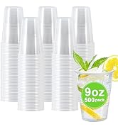 Clawsoff 500 Pack 9 oz Plastic Cups, Disposable Drinking Cups, Water Cups Plastic Clear Cups for ...