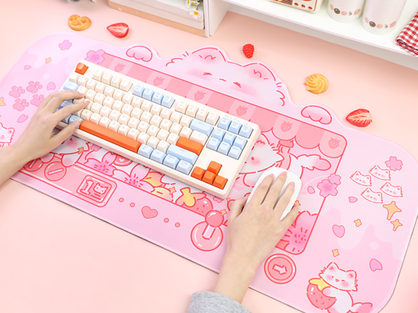 Cute Kitty Desk Mat Kawaii Desk Pad Gaming Mouse Pad Cat Deskmat Mousepad