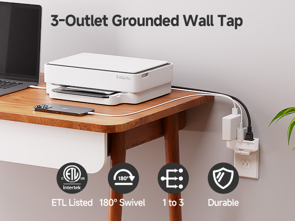 3-Outlet Grounded 180 Degree Swivel Wall Tap