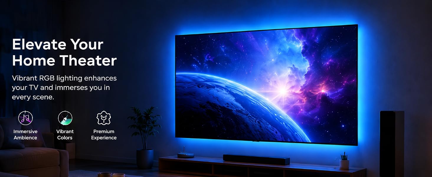 Upgrade your home theater with vibrant RGB TV backlighting. Immerse in every scene.