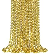 SHAOQINLIN 24 Pcs 33 Inch 7 mm Metallic Gold Bead Necklaces, Gold Mardi Gras Beads Necklace Party...