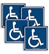 Handicap Signs Stickers Decal Symbol - 4 pack 6x6 inch - ADA Compliant - Premium Front Adhesive V...