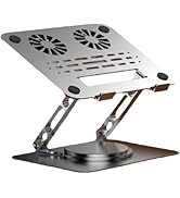 Laptop Cooling Stand with 3 Speed Fan, Adjustable Height & Angle, 360 Rotation Base, Carbon Steel...