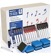 Nicpro 6 Pack Dry Erase Lapboard Set Small Kid Whiteboard 9 x 12 inches Double Sided with 18 Wate...