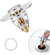 Sink Stopper, Bathroom Sink Drain Strainer with Hair Catcher, for 1.04’’~1.97’’ Drain Hole, Brass...