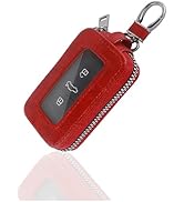 Turcee Car Key Cover,Leather Key Fob Case with Keychain & Carabiner,Universal Smart Key Fob Holde...