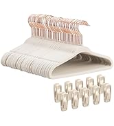Tonswachic 50-Pack 11 Inch Baby Closet Hangers with 10 Clips - Soft Velvet Non-Slip Hangers for I...