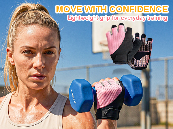 Woman training with pink Sunnex workout gloves