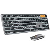 ProtoArc Backlit Bluetooth Keyboard and Mouse for Mac, KM100-A Full Size Wireless Keyboard Mouse ...