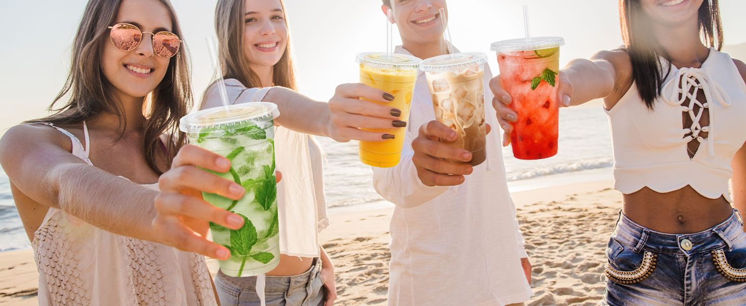 cups for iced coffee with lid and straw