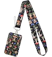Juanooo Cute Mushroom ID Badge Holder Lanyard for ID Badges & Keys Butterfly Keychain Lanyard ID ...