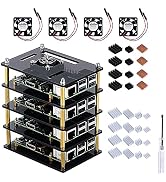 GeeekPi Raspberry Pi 4 Cluster Case, Raspberry Pi 4 Case with Cooling Fan and Raspberry Pi 4 Heat...