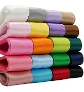 HUIHUANG 1-1/2 inch Silk Satin Ribbon Assortment Colored Hair Ribbon for Sewing Gift Wrap Double ...