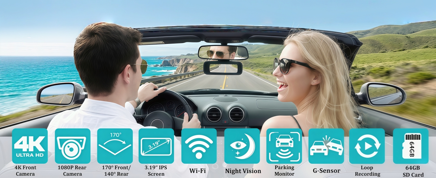 4K+1080P Dual Dash Cam