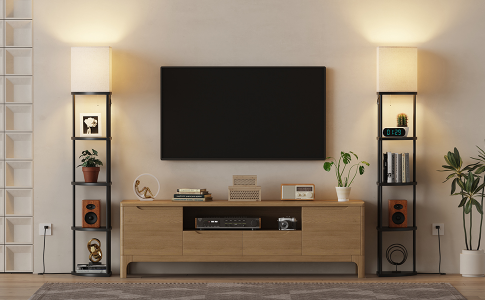 floor lamp with shelves