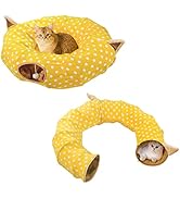 Andiker Cat Tunnel Bed with Mat, 2 in 1 Soft Cat Bed with A Plush Ball Collapsible&Detachable Zip...