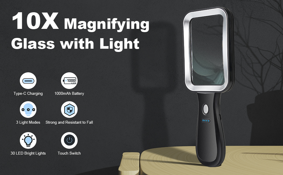magnifying glass with light