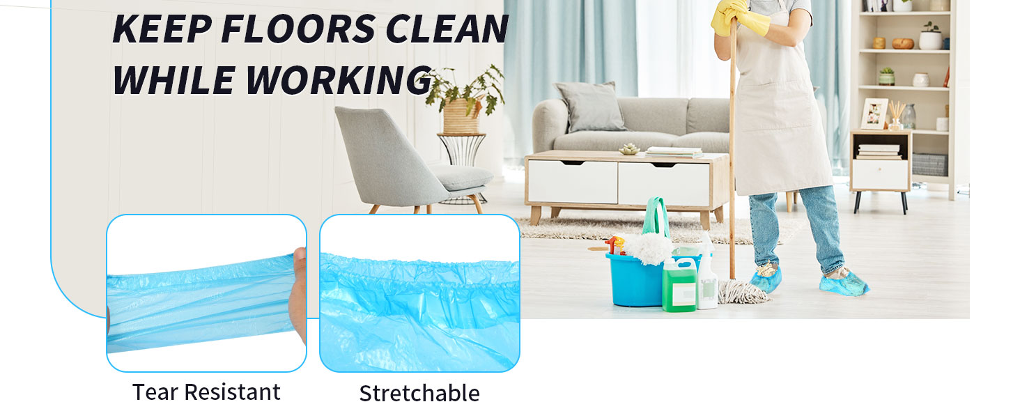 Disposable foot covers house cleaning supplies plastic booties indoor shoe protectors non slip xl