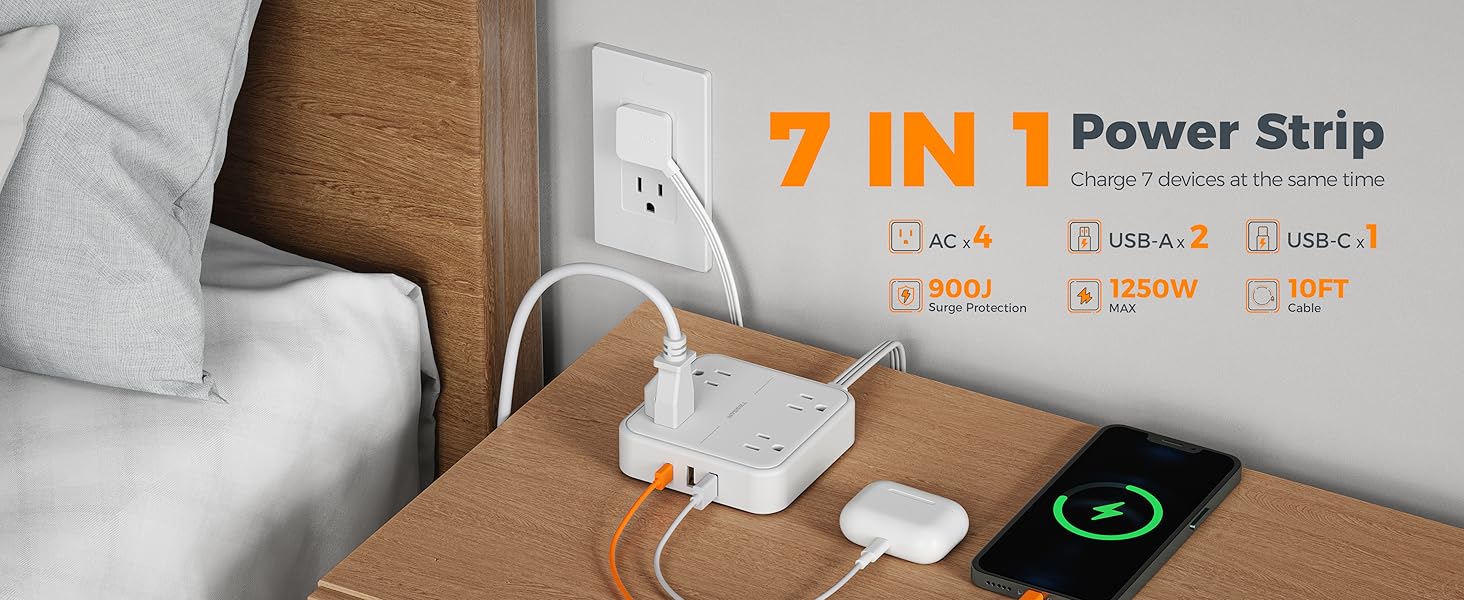 900J Surge Protector Power Strip