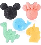 KECUCO 5 Pcs Konjac Baby Bath Sponge for Bathing, Classic Shapes Natural Bath Sponges for Infants...