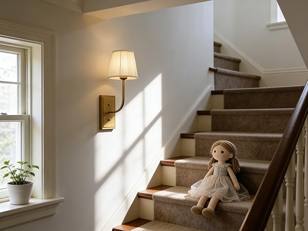 JiMuBeam Single Wall Sconces with off-white Gauze Lampshades