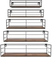 CRUGLA Floating Wall Shelves Set of 5, Wall Mounted Bathroom Shelves, Hanging Storage Shelf for B...