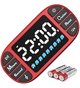 DOOMAY Digital Kitchen Visual Timer: 3.6'' Large LED Display, Magnetic, 3 Brightness, 4 Alarms an...