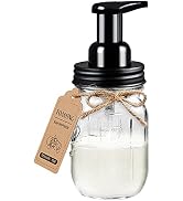 Amolliar Mason Jar Foaming Soap Dispenser, Rustproof Stainless Steel Lid,BPA Free Pump, Waterproo...